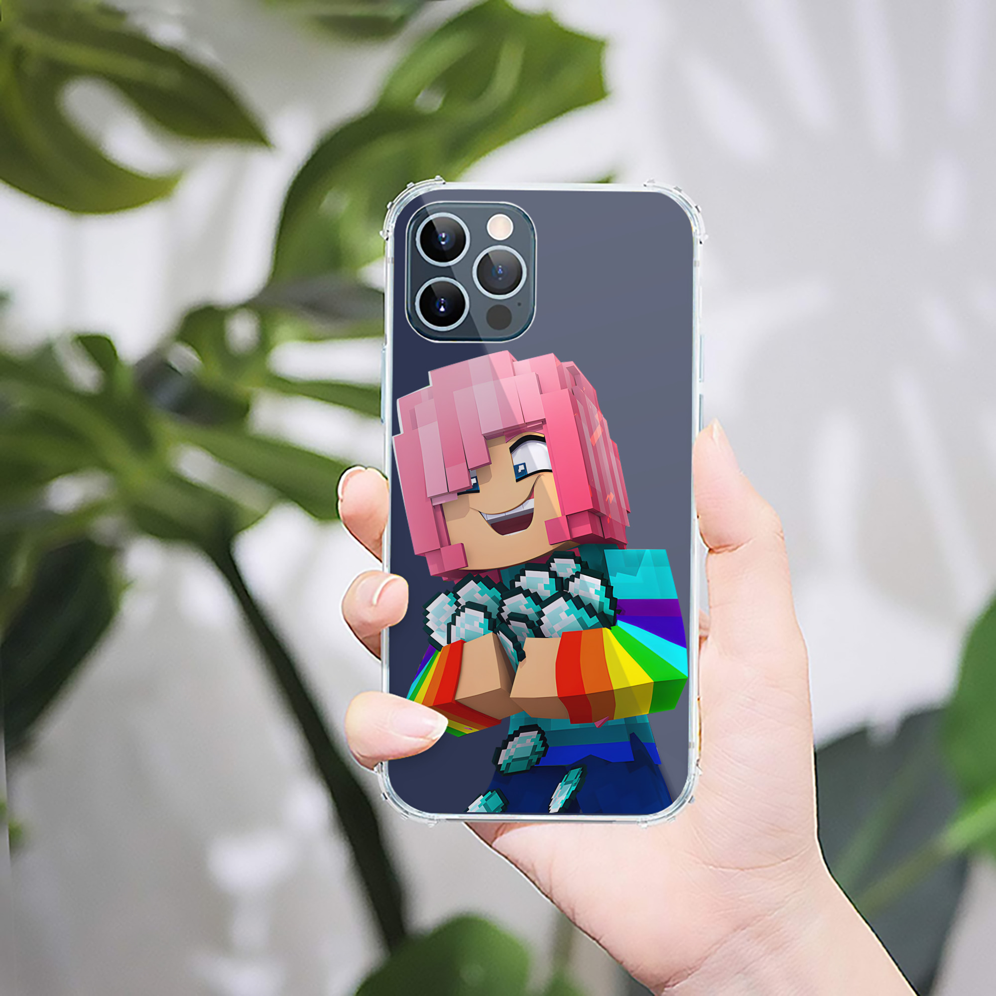 （画像用） マインクラフト ブロックの世界 Minecraft MC Block world 【iPhone 12シリーズ対応】透明スマホケース（クリアソフトケース）